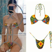 将图片加载到图库查看器,Women Bikini Set Solid Color Swimsuit Women Two Piece Swimsuit Swimwear Halter String Triangle Bikini Sets Women Hollow Out Bikinis String Swimwear Women Adjustable Bathing Suit