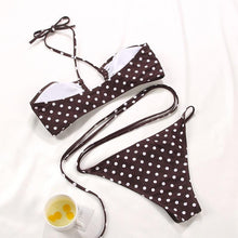 将图片加载到图库查看器,Women Bikini Set Solid Color Swimsuit Women Two Piece Swimsuit Swimwear Halter String Triangle Bikini Sets Women Hollow Out Bikinis String Swimwear Women Adjustable Bathing Suit