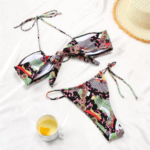 将图片加载到图库查看器,Women Bikini Set Solid Color Swimsuit Women Two Piece Swimsuit Swimwear Halter String Triangle Bikini Sets Women Hollow Out Bikinis String Swimwear Women Adjustable Bathing Suit