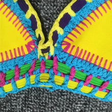Load image into Gallery viewer, Women Bikini Set Swimwear Beachwear Low Waist Handmade Knit Swimsuit Female Bathing Suit Swimming Suit Women's Halter Sliding Triangle Bikini Sets Charming Tie Side Bathing Suit