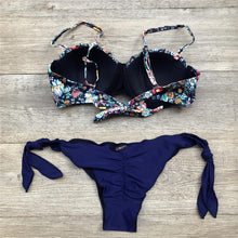 Load image into Gallery viewer, Women Bikini Swimsuit Bandage Floral Print Swimwear Split Bathing Suit Swimsuit Women Two 2 Piece Split Swimsuit Bandage Bikini Sets Halter Tops Bottoms Strapless Swimwear