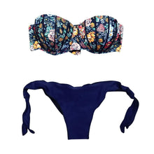 Load image into Gallery viewer, Women Bikini Swimsuit Bandage Floral Print Swimwear Split Bathing Suit Swimsuit Women Two 2 Piece Split Swimsuit Bandage Bikini Sets Halter Tops Bottoms Strapless Swimwear