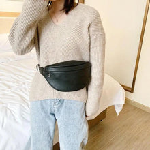 Load image into Gallery viewer, Women Black PU Leather Chest Luxurious Bags Fashionable Crossbody Waist Purse Unisex Fanny Bag Modern Traveling Bag