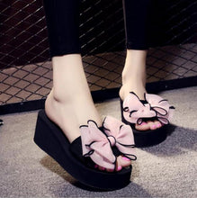 Load image into Gallery viewer, Women Bow Summer Sandals Slipper Indoor Outdoor Beach Shoes Slide Sandals For Women Knotted Bow Flat Footbed Sandals Open Toe Casual Summer Slide