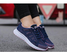 将图片加载到图库查看器,Women Casual Fashion Breathable Walking Mesh Flat Shoes White Sneakers Summer New Fashion Women's Vulcanized Running Sneakers Walking Tennis Shoes