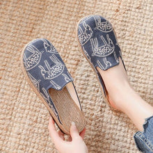 将图片加载到图库查看器,Women Casual Linen Handmade Mules Flat Slippers Retro Vegan Summer Canvas Comfortable Espadrille New Women Shoes Slides Flat Summer Style Handmade Retro Slippers
