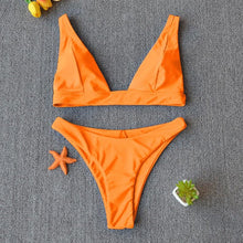 将图片加载到图库查看器,Women Charming Bikini Swimsuit Women Push Up Swimwear Two Piece Bikini Set Solid Color Bathing Suit Swim Suit Female Women Two Piece Bikini Swimsuit Halter Twist Front Bathing Suit Swimwear