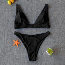 将图片加载到图库查看器,Women Charming Bikini Swimsuit Women Push Up Swimwear Two Piece Bikini Set Solid Color Bathing Suit Swim Suit Female Women Two Piece Bikini Swimsuit Halter Twist Front Bathing Suit Swimwear