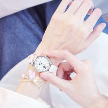 将图片加载到图库查看器,Women Charming Watch Set Pink Leather Strap Student Watch Children Black Cat Leather Strap And Round Dial Quartz Watches For Women Cat Dial With Stainless Steel Dial Quartz Watch
