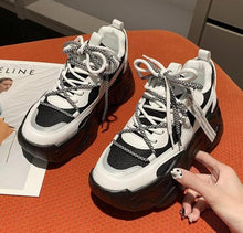 Load image into Gallery viewer, Women Chunky Sneakers Casual Vulcanized Woman High Platform Sneakers Lace Up White Sneakers White Shoes Autumn Winter Fashion Platform High Quality Sneakers