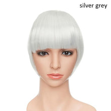 将图片加载到图库查看器,Women Clip In Hair Bangs Hairpiece Clip In Hair Extension Synthetic Hair Extension Blunt Bangs Fake Bangs For Women Flat Neat Bangs With Temples For Women One Piece Hairpiece