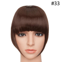 将图片加载到图库查看器,Women Clip In Hair Bangs Hairpiece Clip In Hair Extension Synthetic Hair Extension Blunt Bangs Fake Bangs For Women Flat Neat Bangs With Temples For Women One Piece Hairpiece