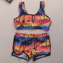 Load image into Gallery viewer, Women Crop Top Swimsuit High Waist Shorts Floral Bikini Beach Swimwear Beachwear New Women's Halter High Waist Bikini Two Piece Swimsuits Matching Soft Bathing Suits