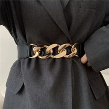 将图片加载到图库查看器,Women Elegant Elastic Stretch Wide Dress Belt Big Chain Waistbands For Women Luxury Party Belts For Dresses
