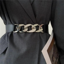 将图片加载到图库查看器,Women Elegant Elastic Stretch Wide Dress Belt Big Chain Waistbands For Women Luxury Party Belts For Dresses