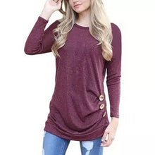 Load image into Gallery viewer, Women Elegant Long Sleeve Round Neck Loose Blouse Tops