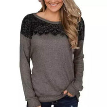 Load image into Gallery viewer, Women Fashion Black Lace Top Long Sleeve Elegant Casual Sweatshirt Blouse