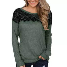 Load image into Gallery viewer, Women Fashion Black Lace Top Long Sleeve Elegant Casual Sweatshirt Blouse