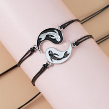 将图片加载到图库查看器,Women Fish Bracelet Black White Friendship Couple Bracelet Unisex Distance Matching Bracelets Handmade Friendship Gifts For Best Friend Couples Adjustable String Bracelets For Women