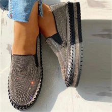 将图片加载到图库查看器,Women Flat Glitter Espadrilles Casual Female Mesh Lace Up Platform Comfortable Vulcanized Shoes Unisex Flat Memory Foam Cushioned Insole Casual Slip-On Loafers Shoes