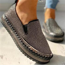 将图片加载到图库查看器,Women Flat Glitter Espadrilles Casual Female Mesh Lace Up Platform Comfortable Vulcanized Shoes Unisex Flat Memory Foam Cushioned Insole Casual Slip-On Loafers Shoes