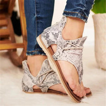 将图片加载到图库查看器,Women Flat Sandals Leopard Snake Print Summer Shoes Beach Leather Sandals Retro Flip Flops Slippers Women Casual Summer Flat Sandal Open Toe Beach Back Zipper T-Strap Outdoor Sandals