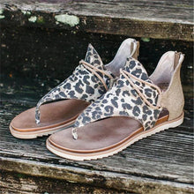 将图片加载到图库查看器,Women Flat Sandals Leopard Snake Print Summer Shoes Beach Leather Sandals Retro Flip Flops Slippers Women Casual Summer Flat Sandal Open Toe Beach Back Zipper T-Strap Outdoor Sandals