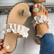 将图片加载到图库查看器,Women Flat Yellow Sandals Summer Fashion Elegant Comfortable Pineapple Design For Womens