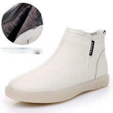 将图片加载到图库查看器,Women Genuine Leather Ankle Boots Warm Fur Waterproof Slip On Super Comfortable Booties Autumn Winter Shoes Keep Warm Anti-Slip Soft Sole Warm Fur Lined Winter Ankle Booties
