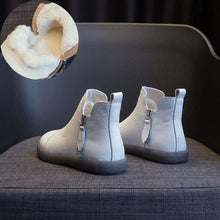 将图片加载到图库查看器,Women Genuine Leather Ankle Boots Warm Fur Waterproof Slip On Super Comfortable Booties Autumn Winter Shoes Keep Warm Anti-Slip Soft Sole Warm Fur Lined Winter Ankle Booties