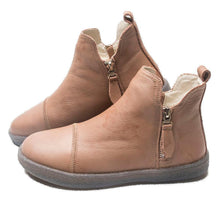 将图片加载到图库查看器,Women Genuine Leather Ankle Boots Warm Fur Waterproof Slip On Super Comfortable Booties Autumn Winter Shoes Keep Warm Anti-Slip Soft Sole Warm Fur Lined Winter Ankle Booties