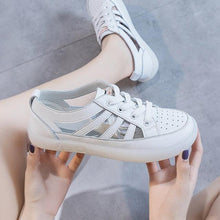 将图片加载到图库查看器,Women Genuine Leather Sneakers Summer White Lacing Flat Woman Casual mfortable Casual Everyday Walking Fashion Outdoor Sneakers