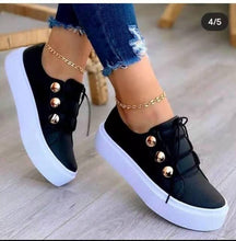 将图片加载到图库查看器,Women Gold Sneakers White Round Head Platform Causal Sports Cute Pink Fashion Flats Exclusive Women's Cult Fashionable High Platform Calf White Sneaker Lace Up Stylish Casual Walking Sneakers