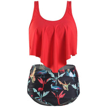 将图片加载到图库查看器,Women High Waist Bikini Plus Size Swimwear Summer Swimsuit Beach Bathing Suit Ruffle Bikini Floral Printed Ruffle High Waist Bikini Set Women's Tummy Control Bathing Suit Swimsuit Flounce Peplum