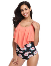 将图片加载到图库查看器,Women High Waist Bikini Plus Size Swimwear Summer Swimsuit Beach Bathing Suit Ruffle Bikini Floral Printed Ruffle High Waist Bikini Set Women's Tummy Control Bathing Suit Swimsuit Flounce Peplum