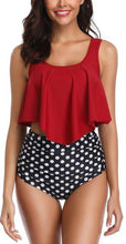 将图片加载到图库查看器,Women High Waist Bikini Plus Size Swimwear Summer Swimsuit Beach Bathing Suit Ruffle Bikini Floral Printed Ruffle High Waist Bikini Set Women's Tummy Control Bathing Suit Swimsuit Flounce Peplum