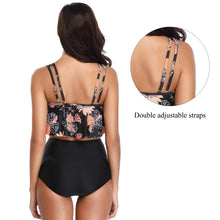 将图片加载到图库查看器,Women High Waist Bikini Plus Size Swimwear Summer Swimsuit Beach Bathing Suit Ruffle Bikini Floral Printed Ruffle High Waist Bikini Set Women's Tummy Control Bathing Suit Swimsuit Flounce Peplum
