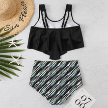 将图片加载到图库查看器,Women High Waist Bikini Plus Size Swimwear Summer Swimsuit Beach Bathing Suit Ruffle Bikini Floral Printed Ruffle High Waist Bikini Set Women's Tummy Control Bathing Suit Swimsuit Flounce Peplum