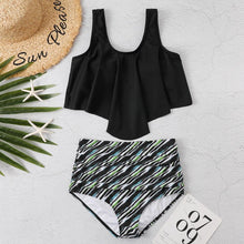 将图片加载到图库查看器,Women High Waist Bikini Plus Size Swimwear Summer Swimsuit Beach Bathing Suit Ruffle Bikini Floral Printed Ruffle High Waist Bikini Set Women's Tummy Control Bathing Suit Swimsuit Flounce Peplum
