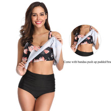 将图片加载到图库查看器,Women High Waist Bikini Plus Size Swimwear Summer Swimsuit Beach Bathing Suit Ruffle Bikini Floral Printed Ruffle High Waist Bikini Set Women's Tummy Control Bathing Suit Swimsuit Flounce Peplum