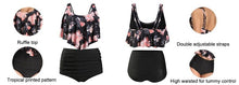 将图片加载到图库查看器,Women High Waist Bikini Plus Size Swimwear Summer Swimsuit Beach Bathing Suit Ruffle Bikini Floral Printed Ruffle High Waist Bikini Set Women's Tummy Control Bathing Suit Swimsuit Flounce Peplum