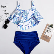将图片加载到图库查看器,Women High Waist Bikini Plus Size Swimwear Summer Swimsuit Beach Bathing Suit Ruffle Bikini Floral Printed Ruffle High Waist Bikini Set Women's Tummy Control Bathing Suit Swimsuit Flounce Peplum