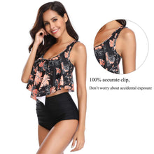 将图片加载到图库查看器,Women High Waist Bikini Plus Size Swimwear Summer Swimsuit Beach Bathing Suit Ruffle Bikini Floral Printed Ruffle High Waist Bikini Set Women's Tummy Control Bathing Suit Swimsuit Flounce Peplum