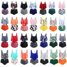 将图片加载到图库查看器,Women High Waist Bikini Plus Size Swimwear Summer Swimsuit Beach Bathing Suit Ruffle Bikini Floral Printed Ruffle High Waist Bikini Set Women's Tummy Control Bathing Suit Swimsuit Flounce Peplum