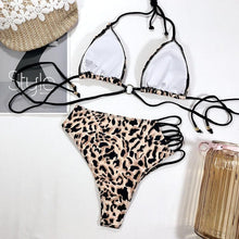 将图片加载到图库查看器,Women High Waist Bikini Swimsuit Swimwear Female Women Metal Ring Cross Bandage Bikini Set Swimsuit Two Piece Cutout Tie Back Bathing Suit Thong Bikini Set Bathing Suit Bather