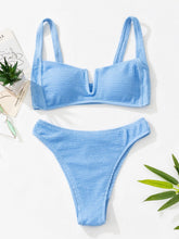 将图片加载到图库查看器,Women High Waist Bikini Swimsuit Swimwear Female Women Metal Ring Cross Bandage Bikini Set Swimsuit Two Piece Cutout Tie Back Bathing Suit Thong Bikini Set Bathing Suit Bather