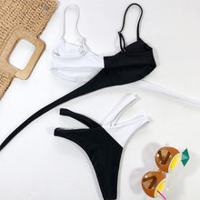 将图片加载到图库查看器,Women High Waist Bikini Swimsuit Swimwear Female Women Metal Ring Cross Bandage Bikini Set Swimsuit Two Piece Cutout Tie Back Bathing Suit Thong Bikini Set Bathing Suit Bather