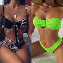将图片加载到图库查看器,Women High Waist Bikini Swimsuit Swimwear Female Women Metal Ring Cross Bandage Bikini Set Swimsuit Two Piece Cutout Tie Back Bathing Suit Thong Bikini Set Bathing Suit Bather