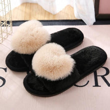 Load image into Gallery viewer, Women Indoor Warm Home Slippers Bedroom Cute Heart Pattern Non-slip Soft Comfort Plush House Heart Slippers Women Cute Fluffy Soft Sole Plush For House Indoor Outdoor Memory Foam Open Toe Slippers