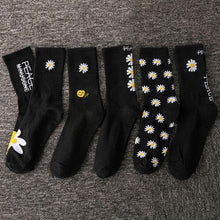 将图片加载到图库查看器,Women Korea Funny Socks Long Socks Black Cool Socks Harajuku GD Hip Hop Cotton Skateboard Socks Men New Trend Daisy Socks Men
